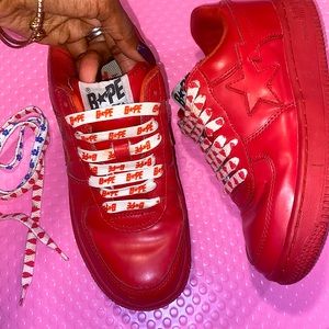 bape bapesta red sneakers